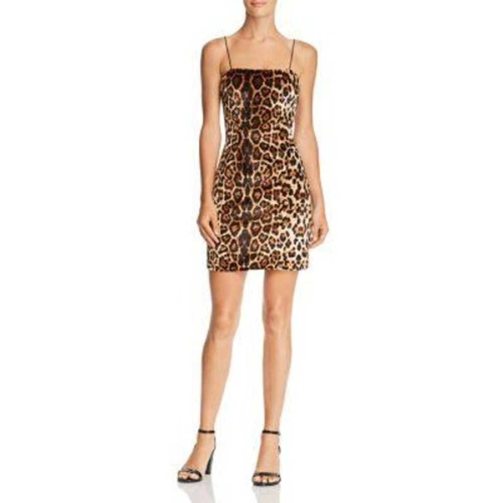 AQUA Women's Leopard‎ Velvet Mini Dress Bloomingdales Exclusive Y2K S Tuscan Mom